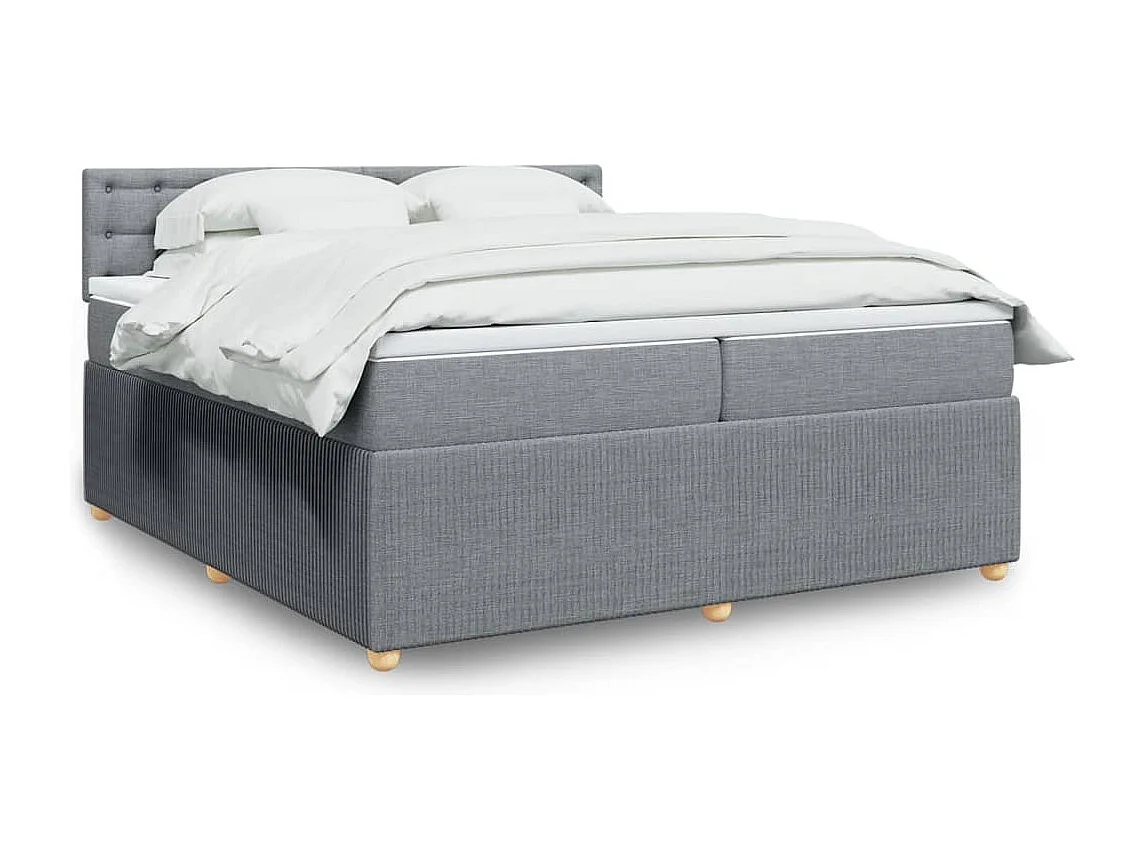 Sommier à lattes de lit avec matelas Gris clair 200x200cm Tissu