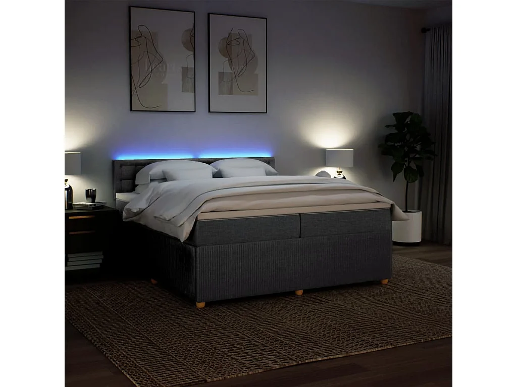 Sommier à lattes de lit avec matelas Gris clair 200x200cm Tissu