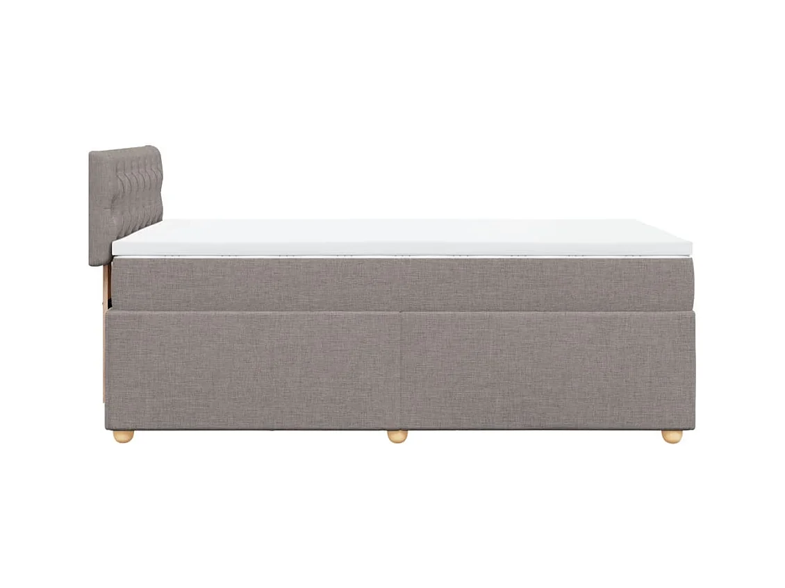 Cama box spring con colchón tela gris taupe 100x200 cm