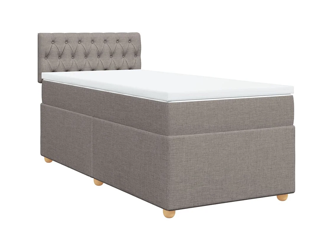 Cama box spring con colchón tela gris taupe 100x200 cm