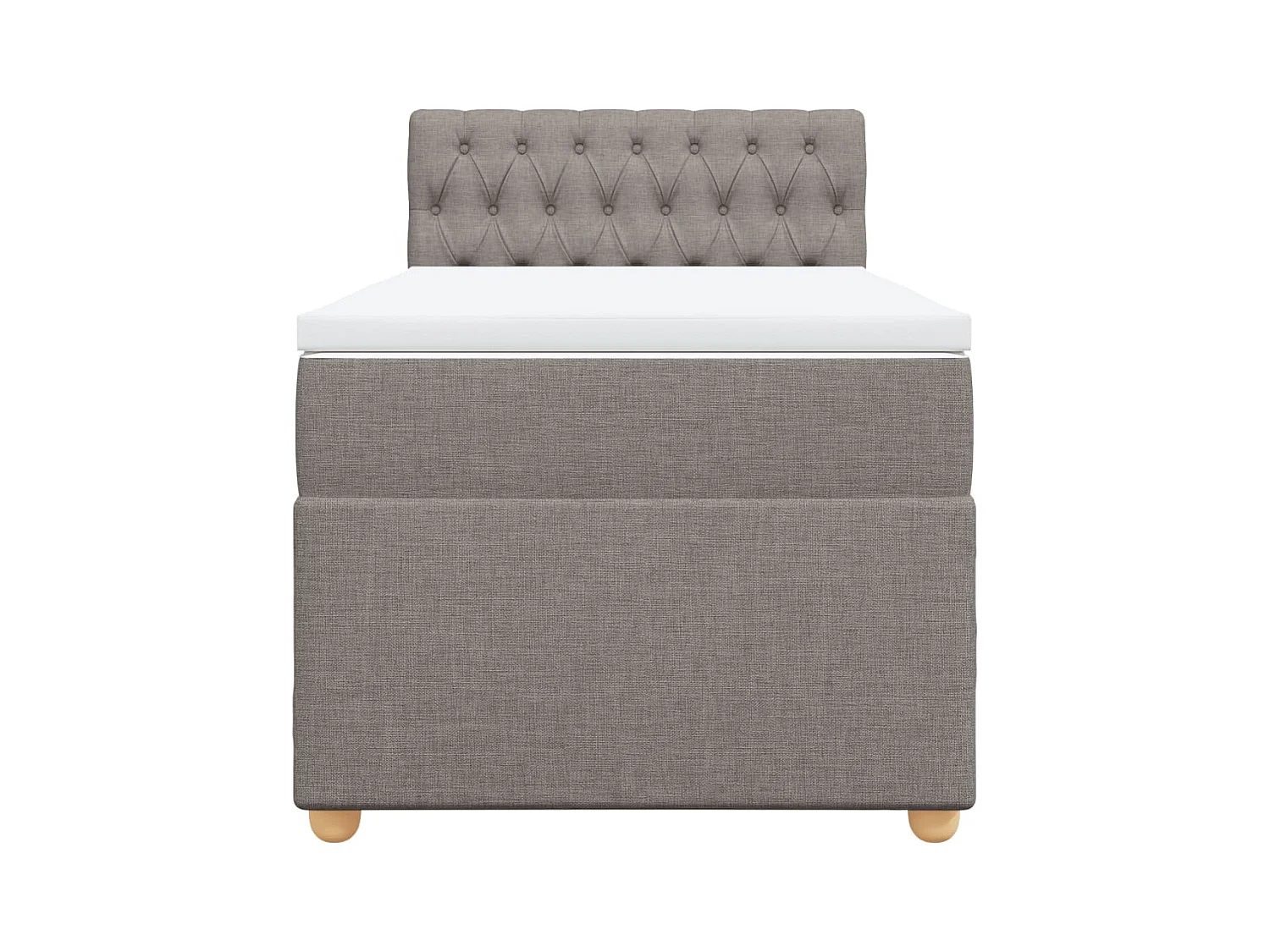 Cama box spring con colchón tela gris taupe 100x200 cm