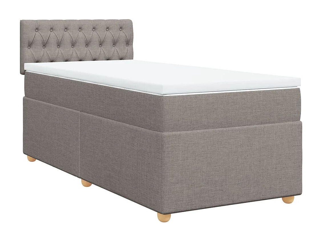 Cama box spring con colchón tela gris taupe 100x200 cm