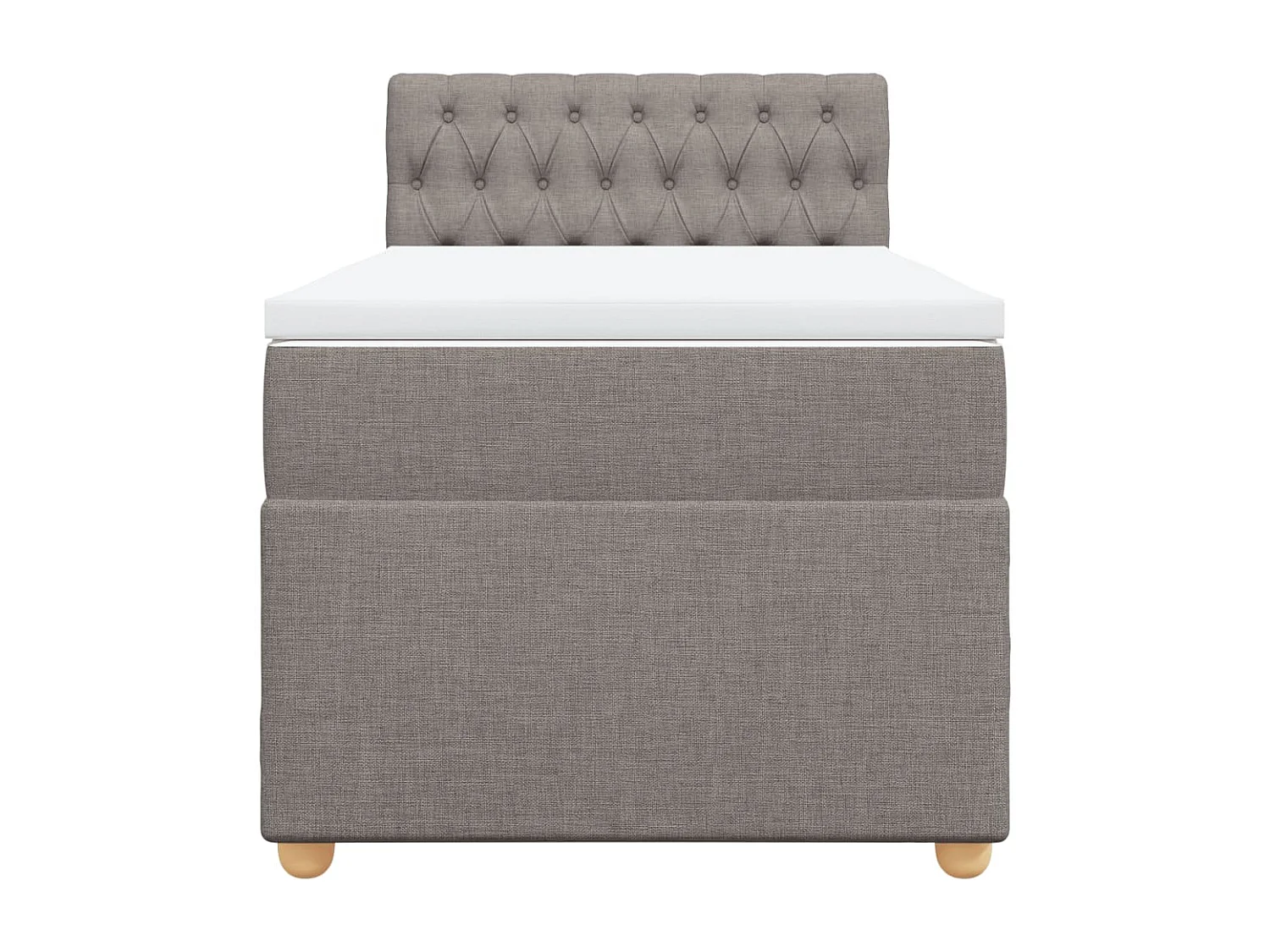 Cama box spring con colchón tela gris taupe 100x200 cm