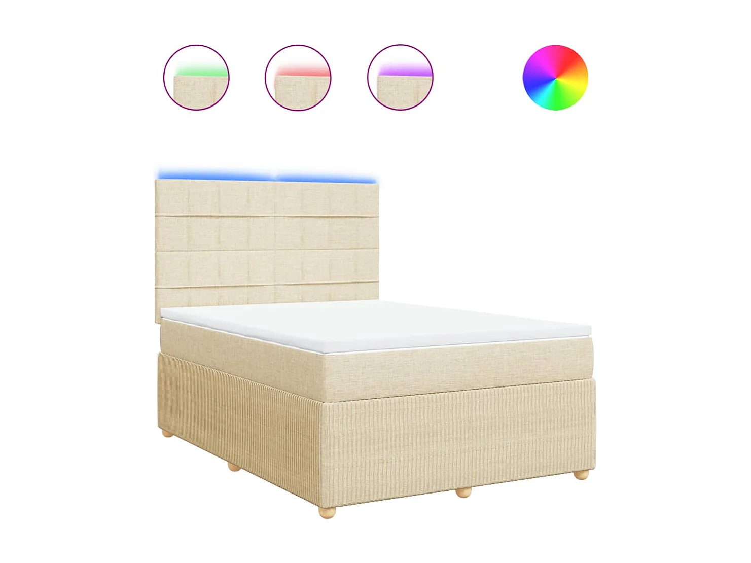 Sommier à lattes de lit avec matelas Crème 140x200 cm Tissu