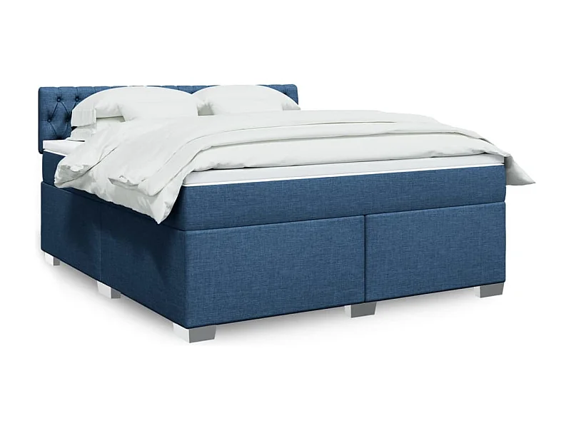 Cama com molas/colchão 180x200 cm tecido azul