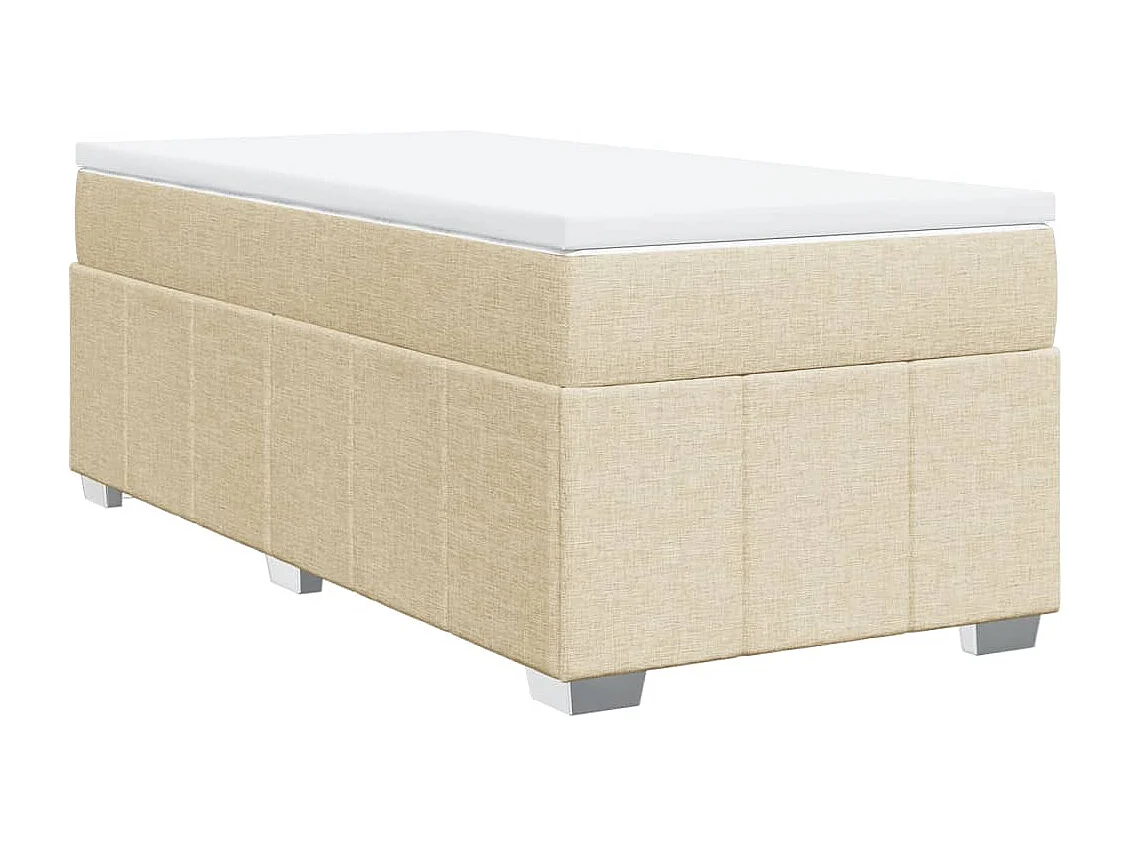 Cama box spring con colchón tela color crema 90x200 cm