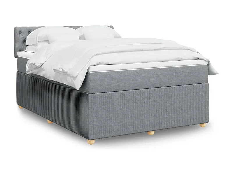 Sommier à lattes de lit avec matelas Gris clair 140x190cm Tissu