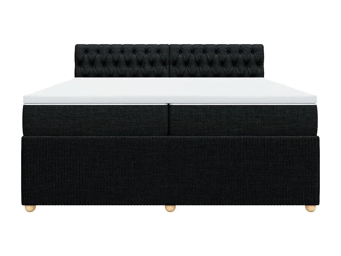 Cama com molas/colchão 200x200 cm tecido preto