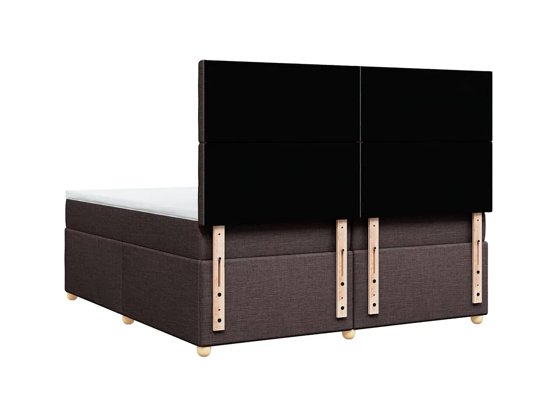 Cama box spring con colchón tela marrón oscuro 200x200 cm