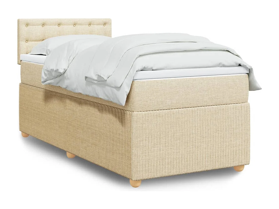 Boxspring met matras stof crèmekleurig 90x200 cm