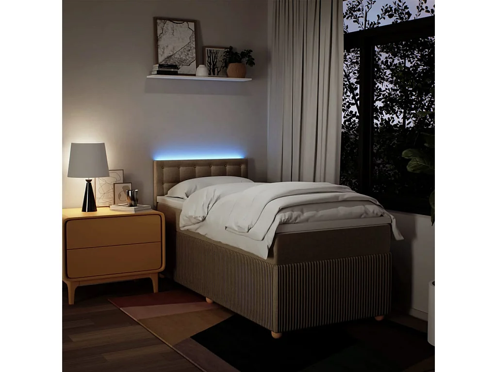 Boxspring met matras stof crèmekleurig 90x200 cm