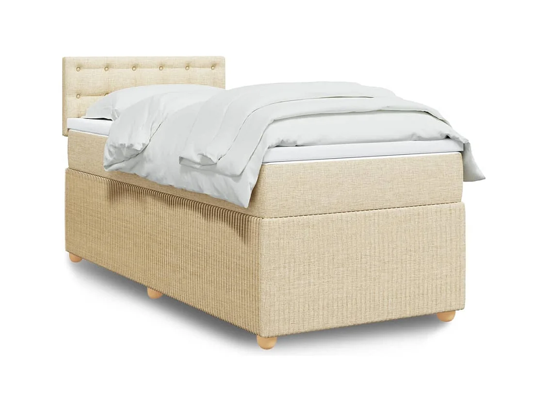 Sommier à lattes de lit avec matelas Crème 90x200 cm Tissu
