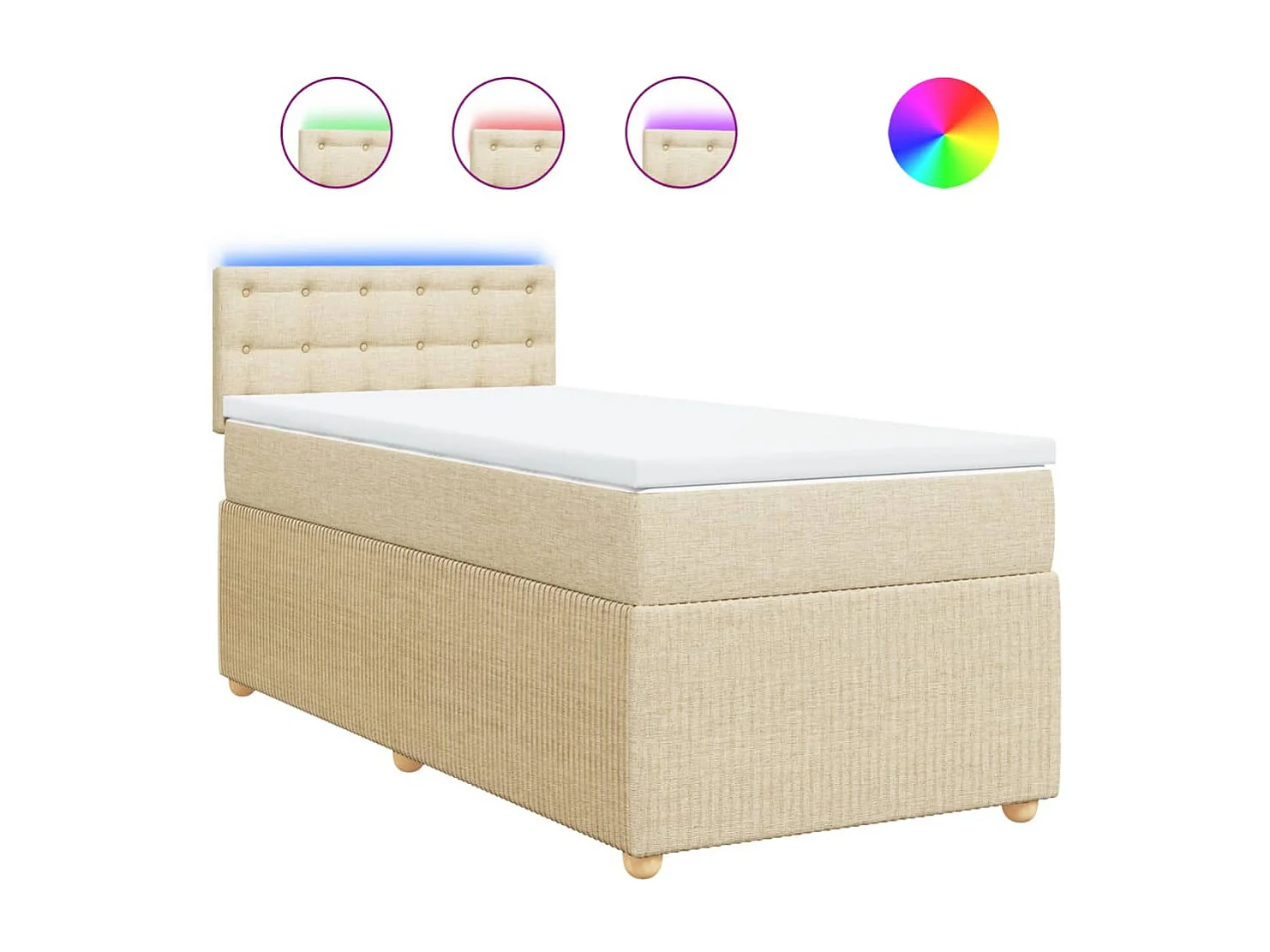 Cama com molas/colchão 90x200 cm tecido cor crème