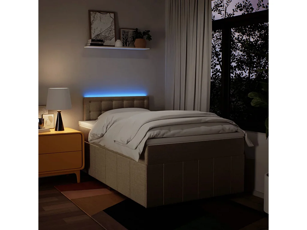 Sommier à lattes de lit avec matelas Crème 120x200 cm Tissu