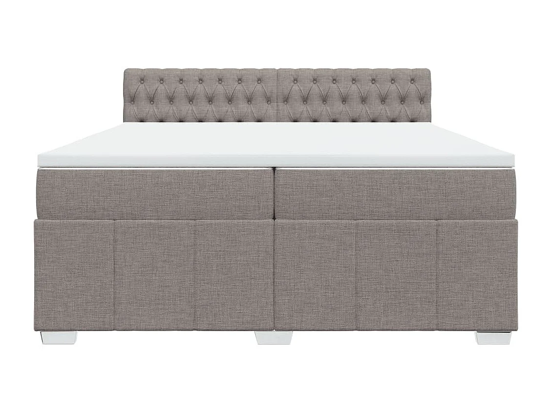 Cama box spring con colchón tela gris taupe 200x200 cm