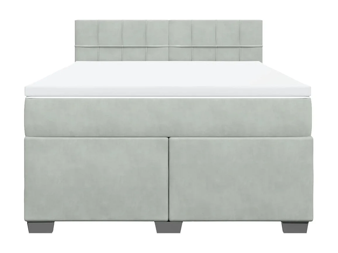 Boxspring met matras fluweel lichtgrijs 160x200 cm