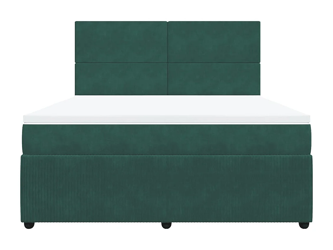 Cama com molas/colchão 180x200 cm veludo verde-escuro