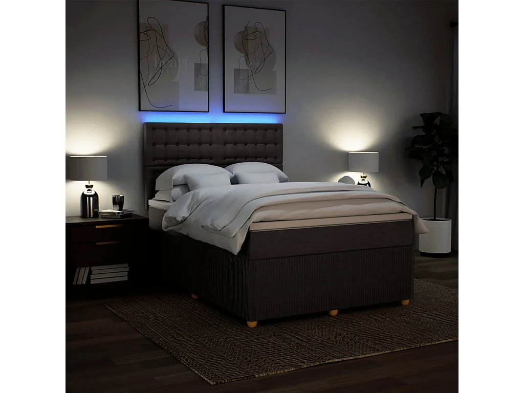 Cama com molas/colchão 140x190 cm tecido castanho-escuro