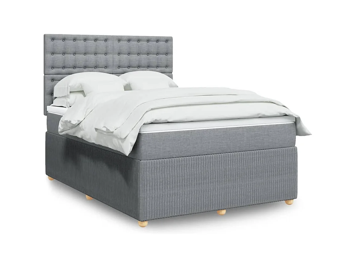 Sommier à lattes de lit avec matelas Gris clair 140x190cm Tissu