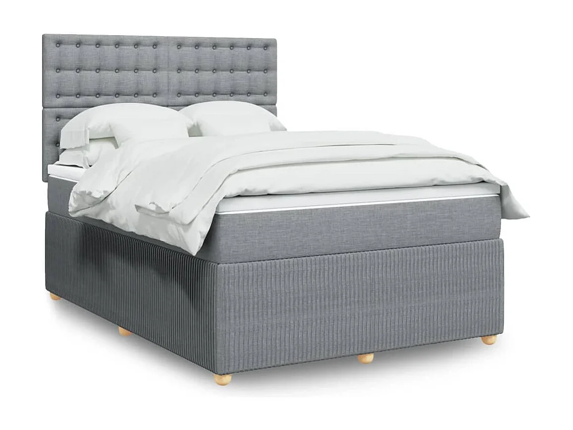 Sommier à lattes de lit avec matelas Gris clair 140x190cm Tissu