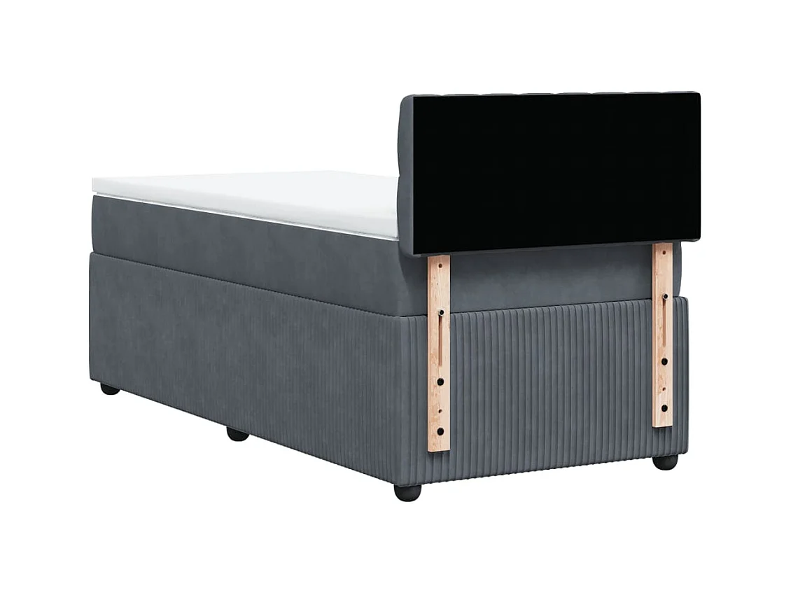 Cama box spring con colchón terciopelo gris oscuro 90x190 cm