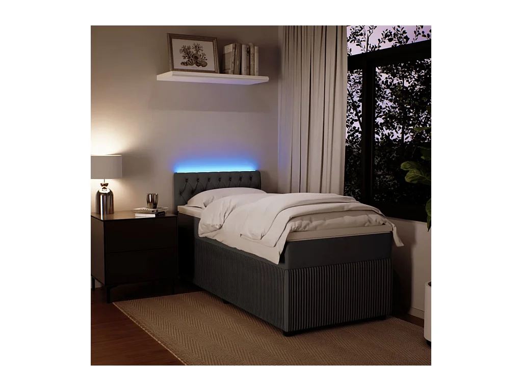 Cama com molas/colchão 90x190 cm veludo cinza-escuro