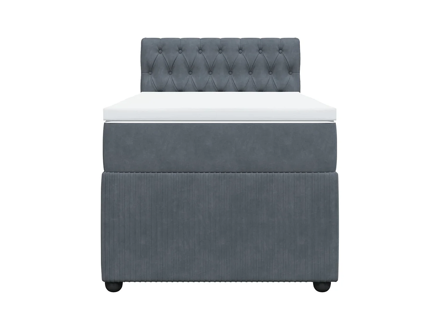 Cama com molas/colchão 90x190 cm veludo cinza-escuro