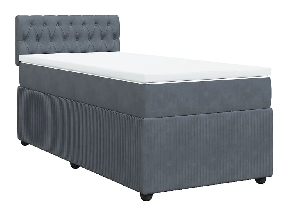Cama com molas/colchão 90x190 cm veludo cinza-escuro
