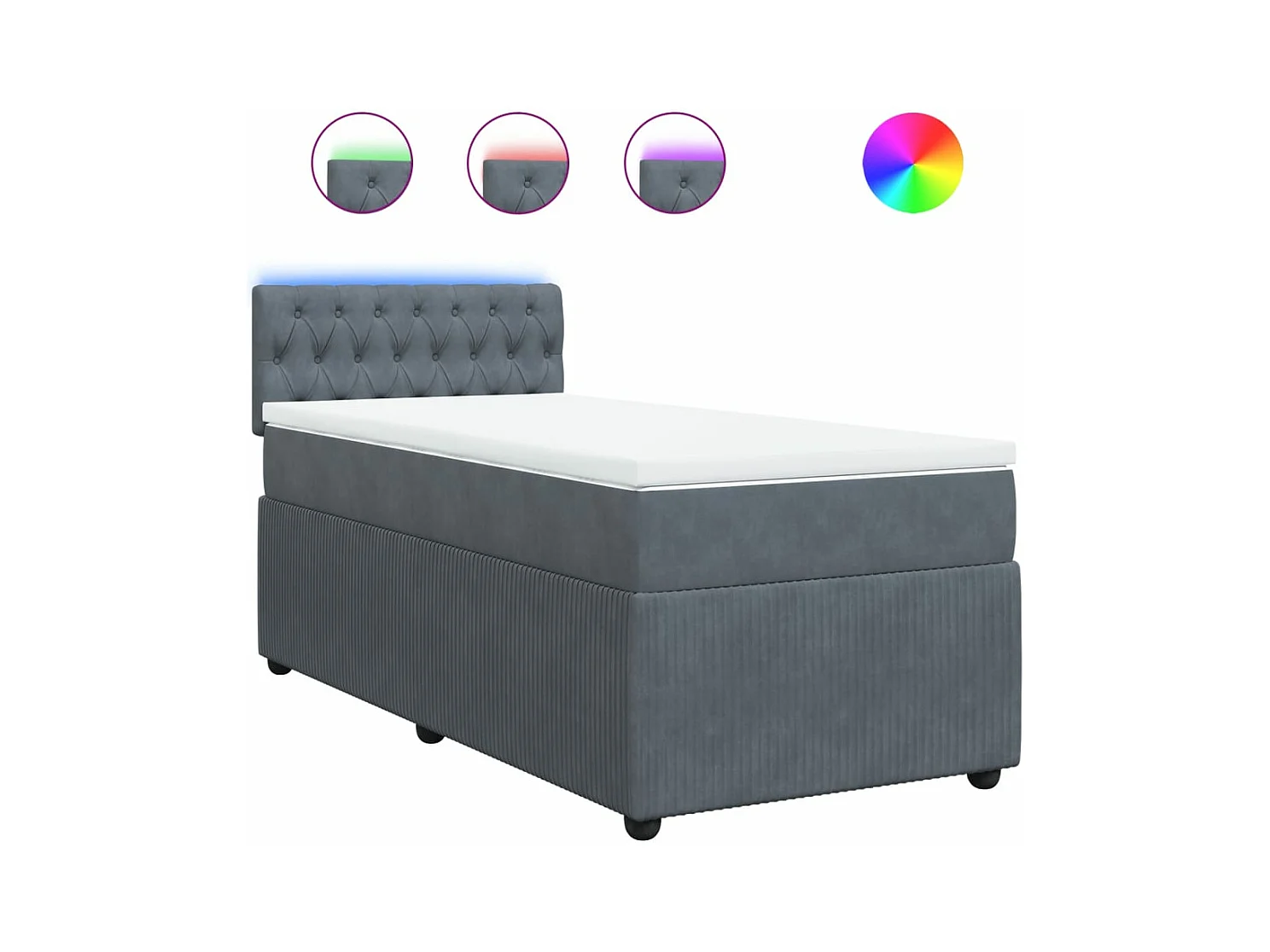 Cama com molas/colchão 90x190 cm veludo cinza-escuro