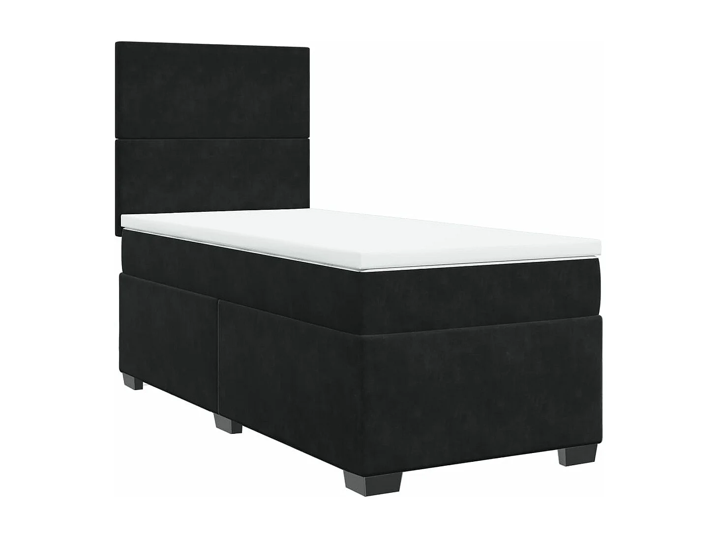 Cama box spring con colchón terciopelo negro 90x200 cm