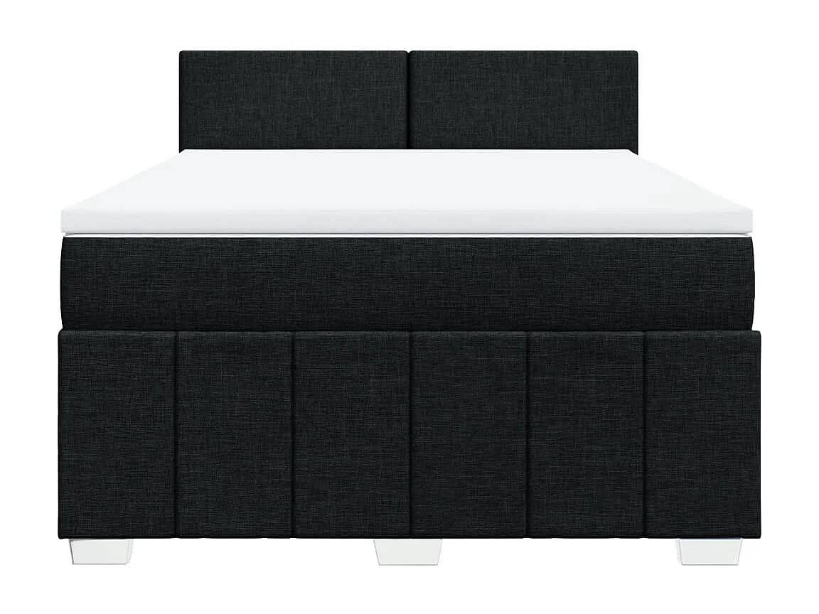 Sommier à lattes de lit avec matelas Noir 140x200 cm Tissu
