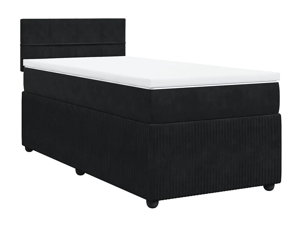 Sommier à lattes de lit avec matelas Noir 100x200 cm Velours