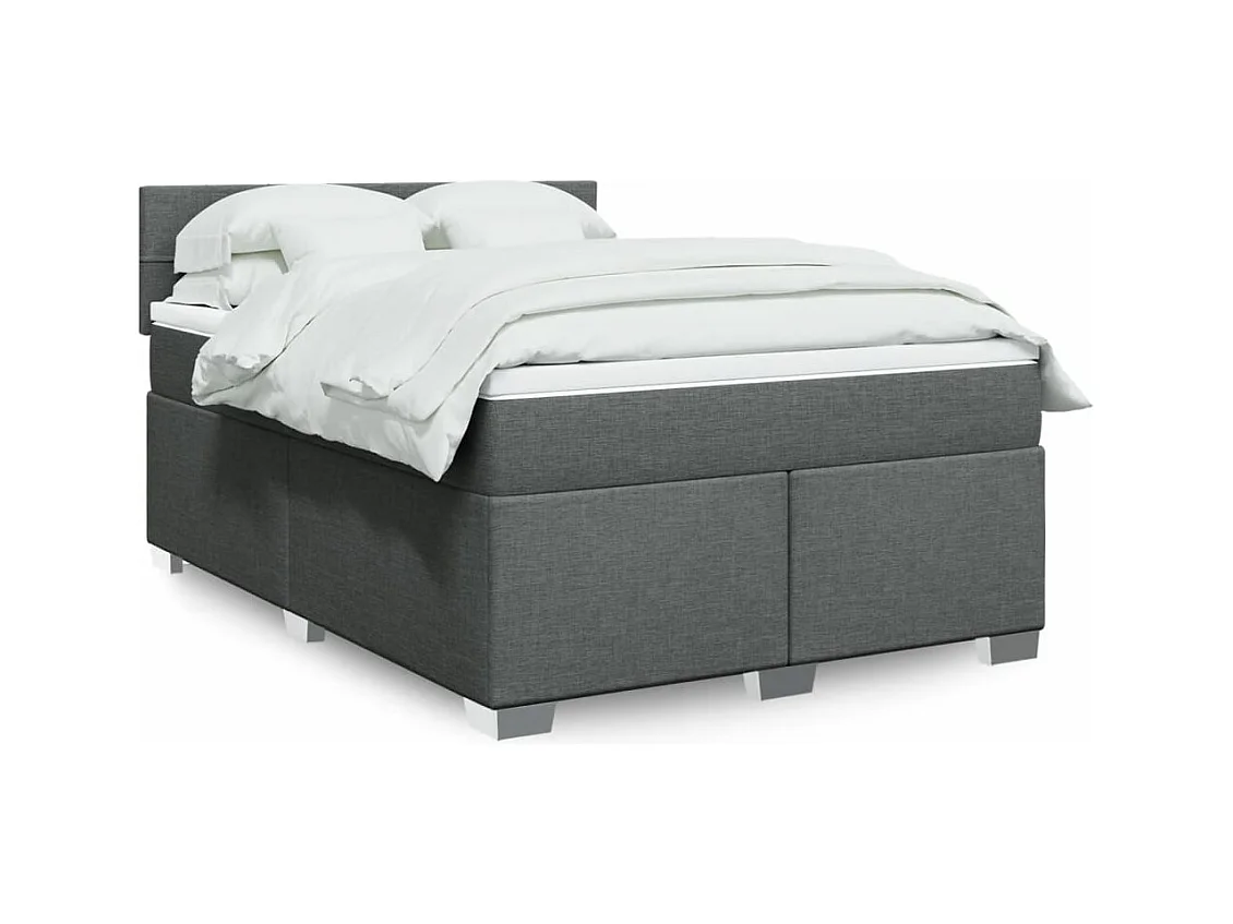 Sommier à lattes de lit avec matelas Gris foncé 160x200cm Tissu