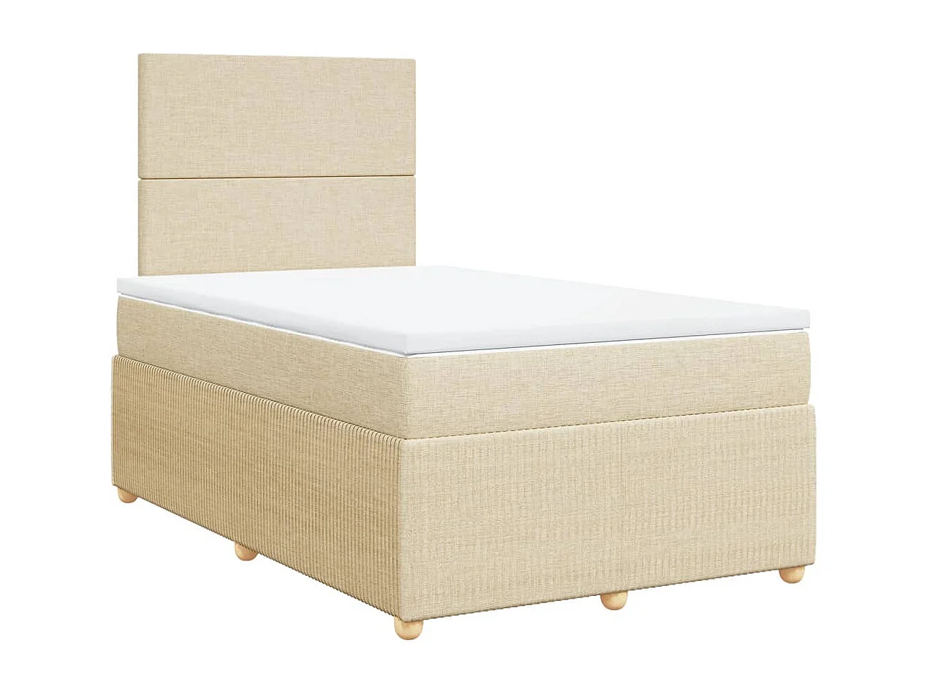 Sommier à lattes de lit avec matelas crème 120x190 cm tissu