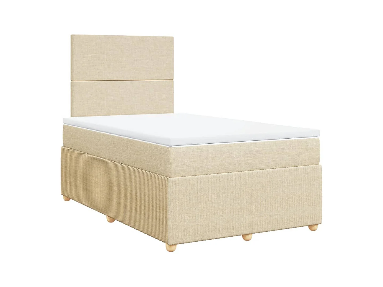 Cama boxspring com colchão 120x190 cm tecido cor creme