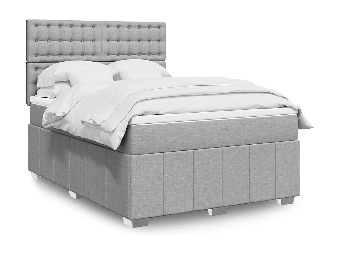 Sommier à lattes de lit avec matelas Gris clair 140x200cm Tissu