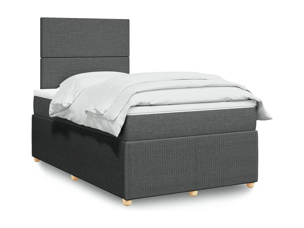 Cama boxspring com colchão 120x190 cm tecido cinzento-escuro