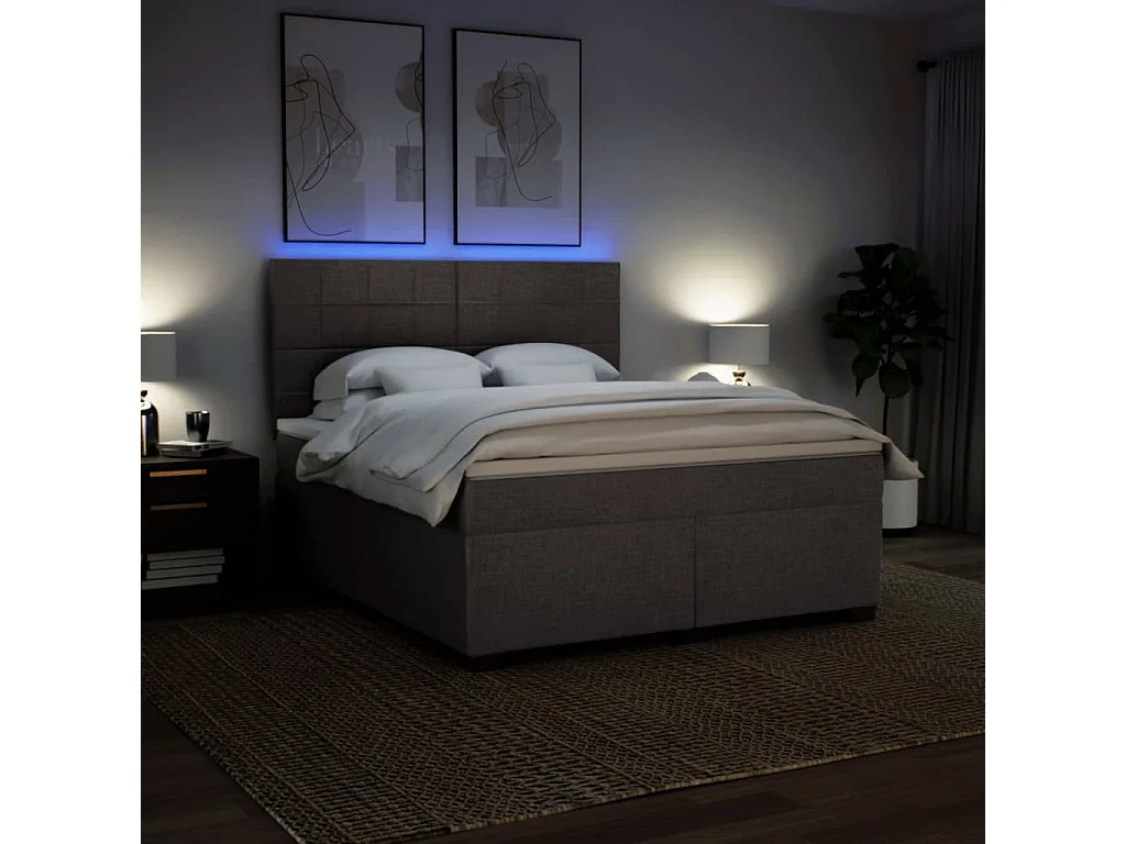 Sommier à lattes de lit avec matelas Taupe 180x200 cm Tissu