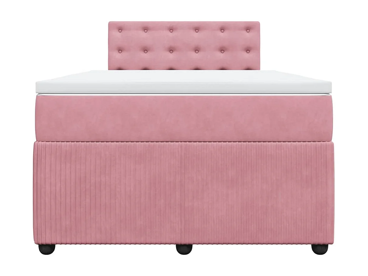 Cama box spring con colchón terciopelo rosa 120x200 cm