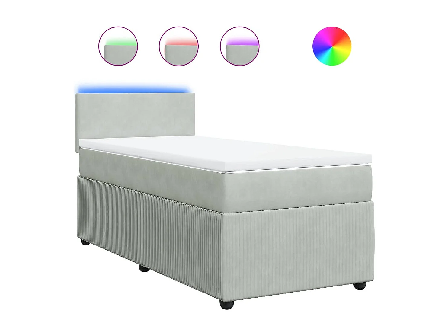 Cama com molas/colchão 90x200 cm veludo cinza-claro