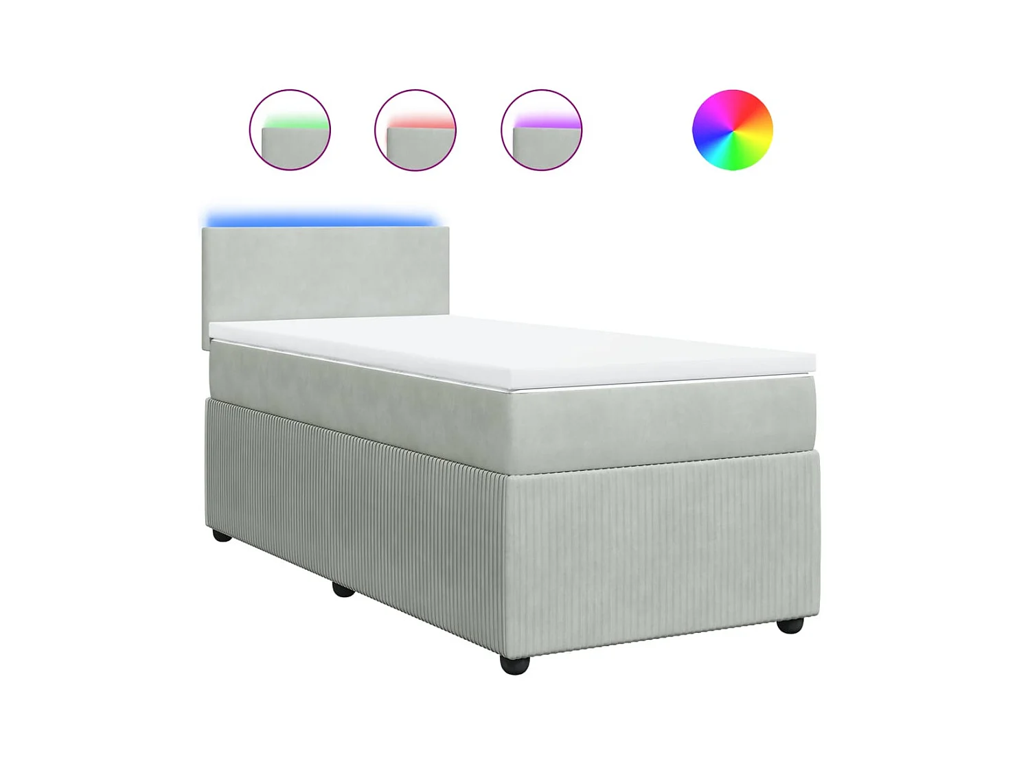 Sommier à lattes de lit et matelas Gris clair 90x200 cm Velours