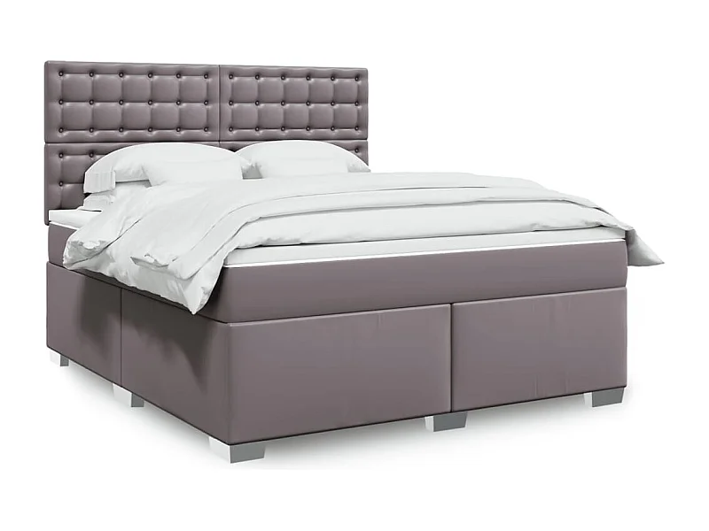 Cama com molas/colchão 180x200 cm couro artificial cinza