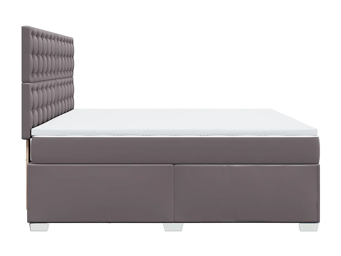 Cama box spring con colchón cuero sintético gris 180x200 cm