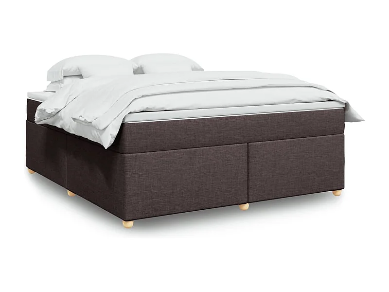 Cama box spring con colchón tela marrón oscuro 180x200 cm