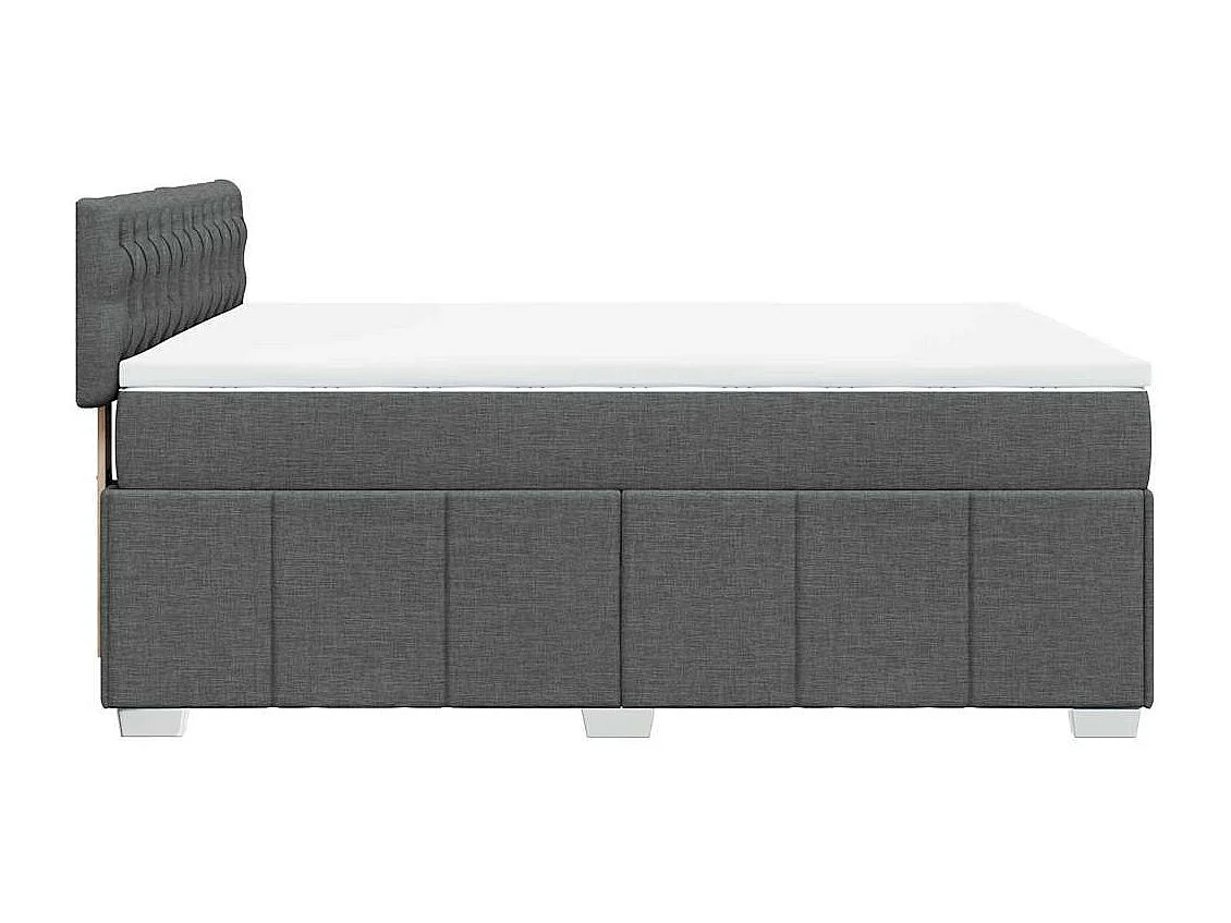 Cama box spring con colchón tela gris oscuro 140x190 cm