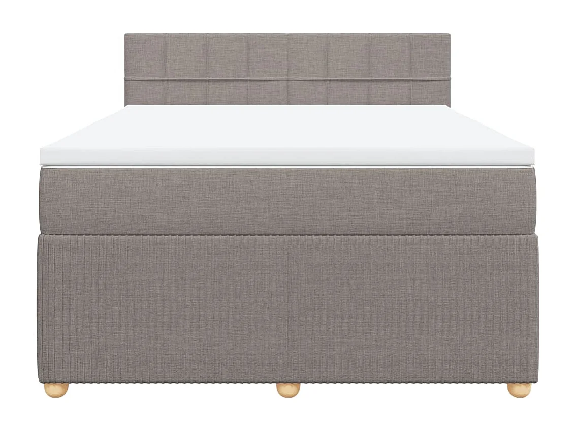 Cama box spring con colchón tela gris taupe 140x200 cm
