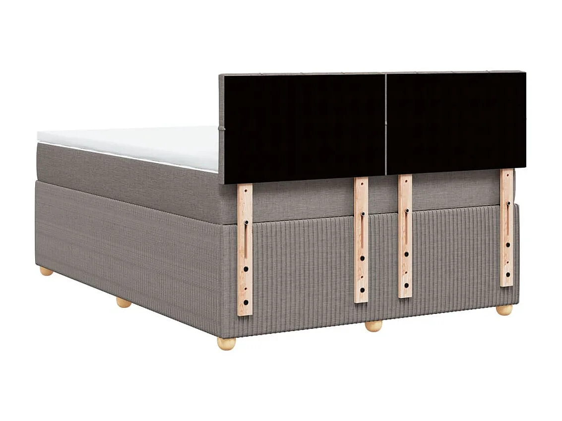Cama box spring con colchón tela gris taupe 140x200 cm