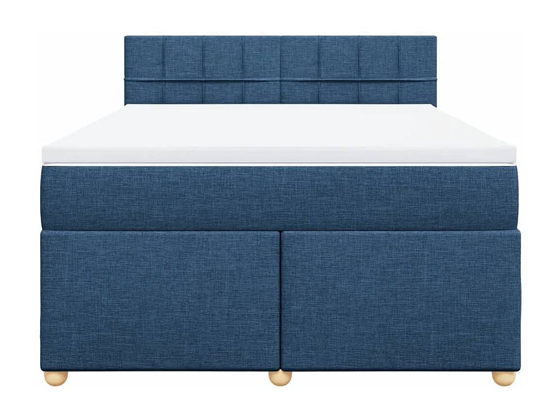 Cama box spring con colchón tela azul 140x190 cm