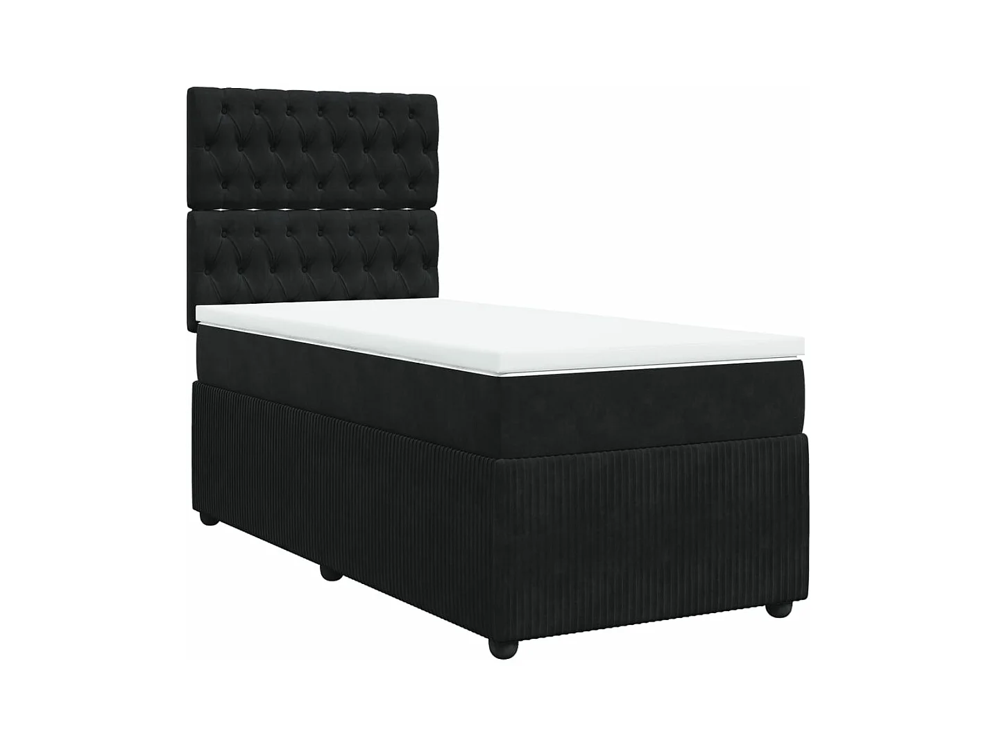 Sommier à lattes de lit avec matelas Noir 90x200 cm Velours