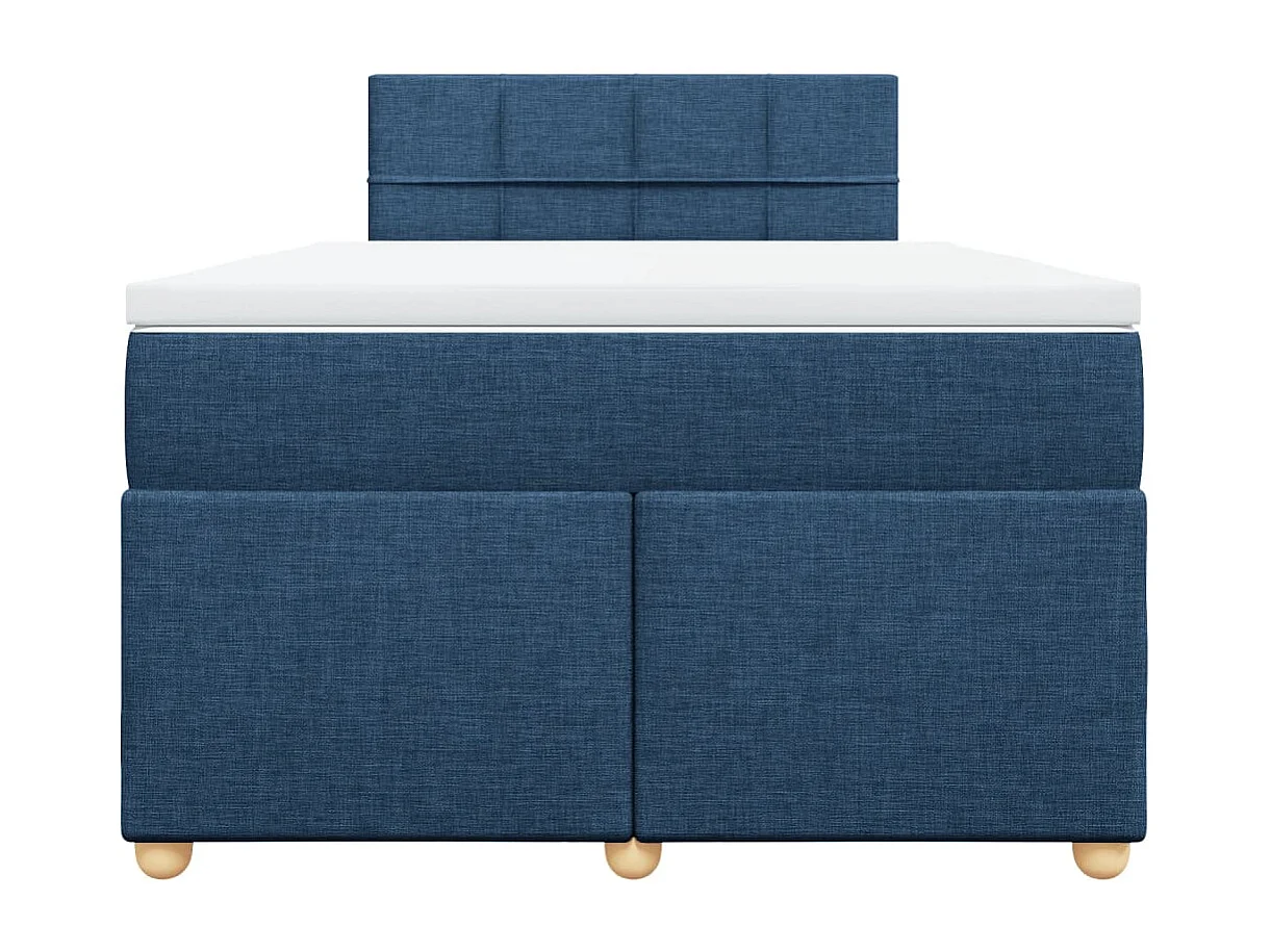 Cama box spring con colchón tela azul 120x190 cm